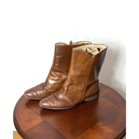 1970s/80s leather boots with fur lining by Tootsie Boots Sandler of Boston - Picture 1 of 8